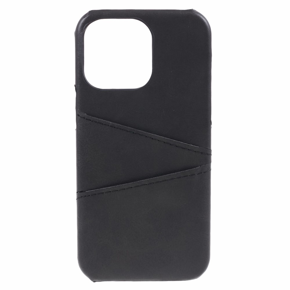 iPhone 15 Pro Max Leder Hülle Snap Case   Kartenfach - Schwarz