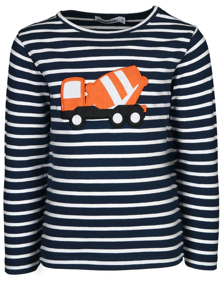 Langarmshirt BETONMISCHER BERT gestreift in weiß/dunkelblau