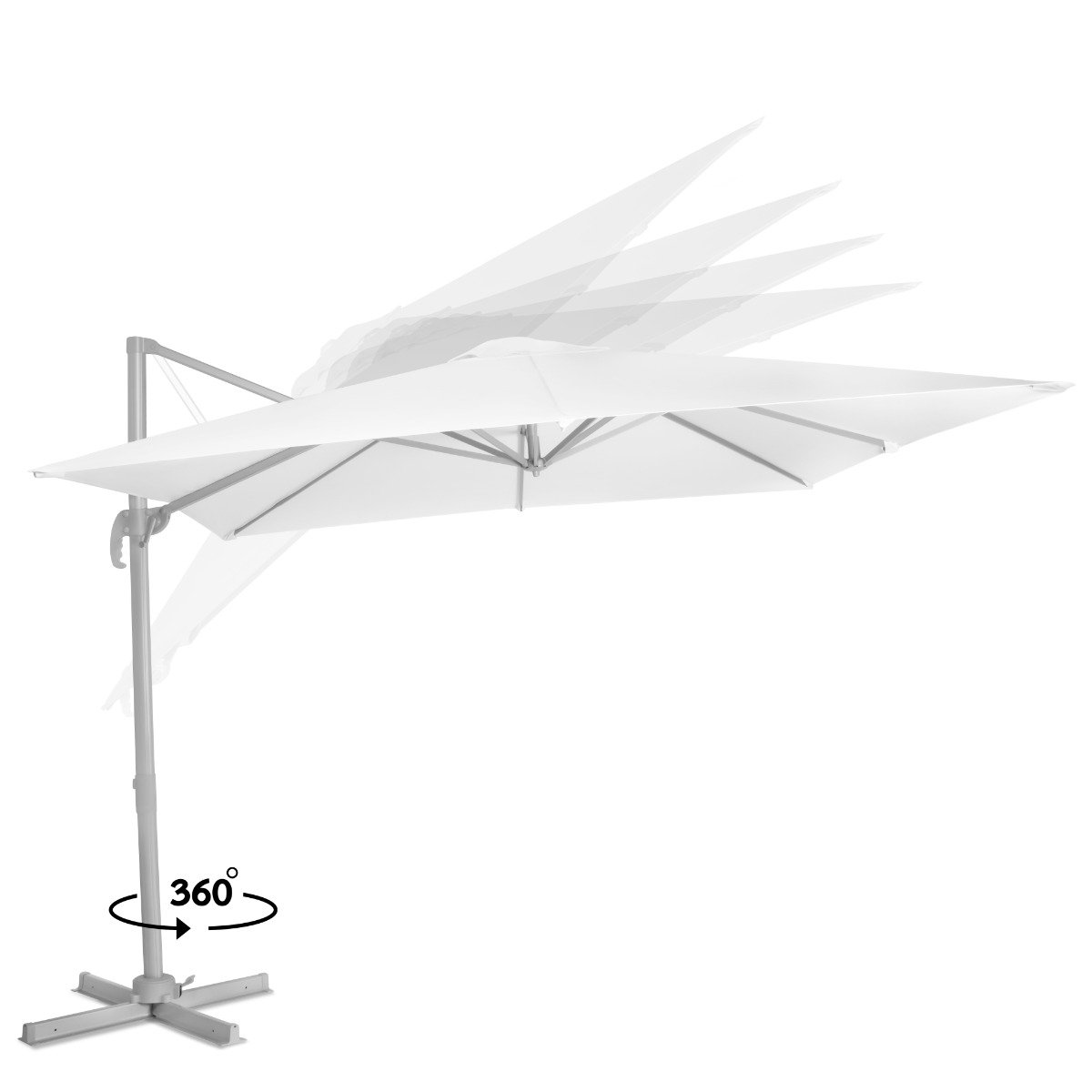 VONROC Pisogne 300 x 300 cm Premium zweefparasol met hoes - White