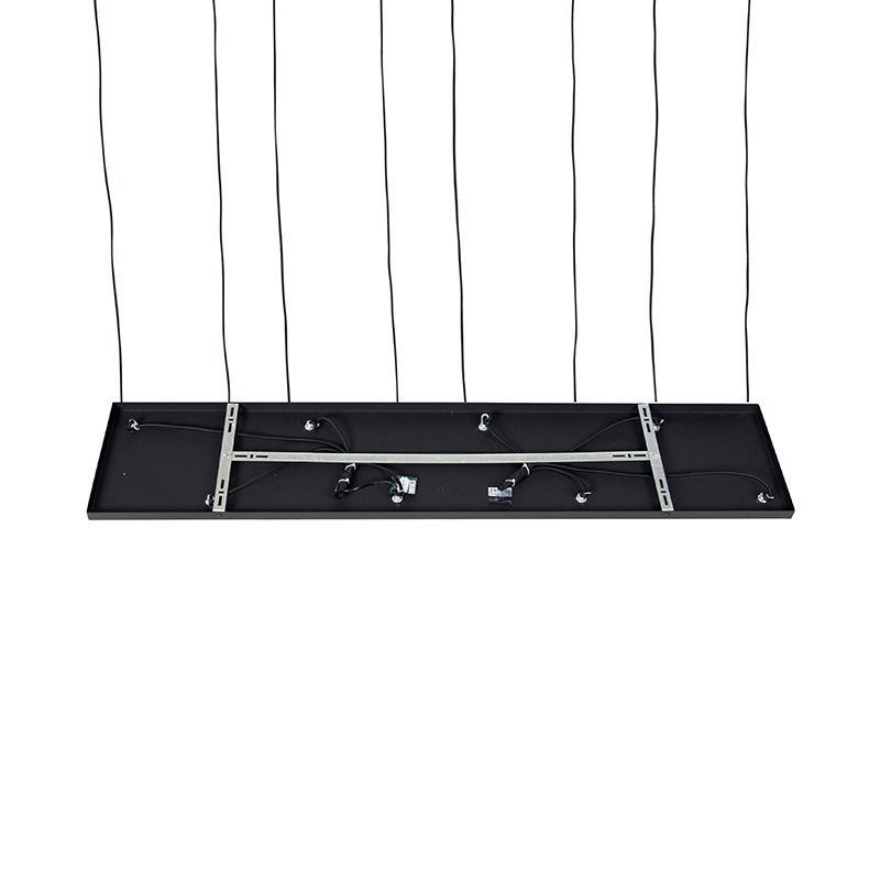 Art deco hanglamp zwart met amber glas 8-lichts - Hanne