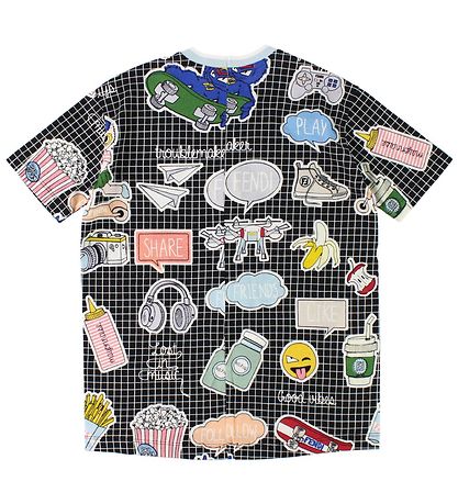 Fendi Kids T-Shirt - Schwarz Kariert m. Print