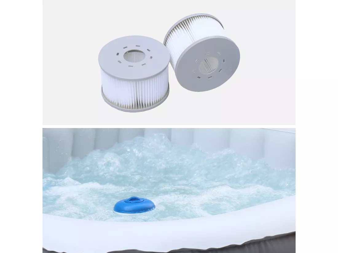 Spa MSPA gonflable carré – Fjord 6 - 6 places. système anti-gel et désinfection UVC + bâche. 185cm. PVC. pompe. chauffage. gonfleur. filtre