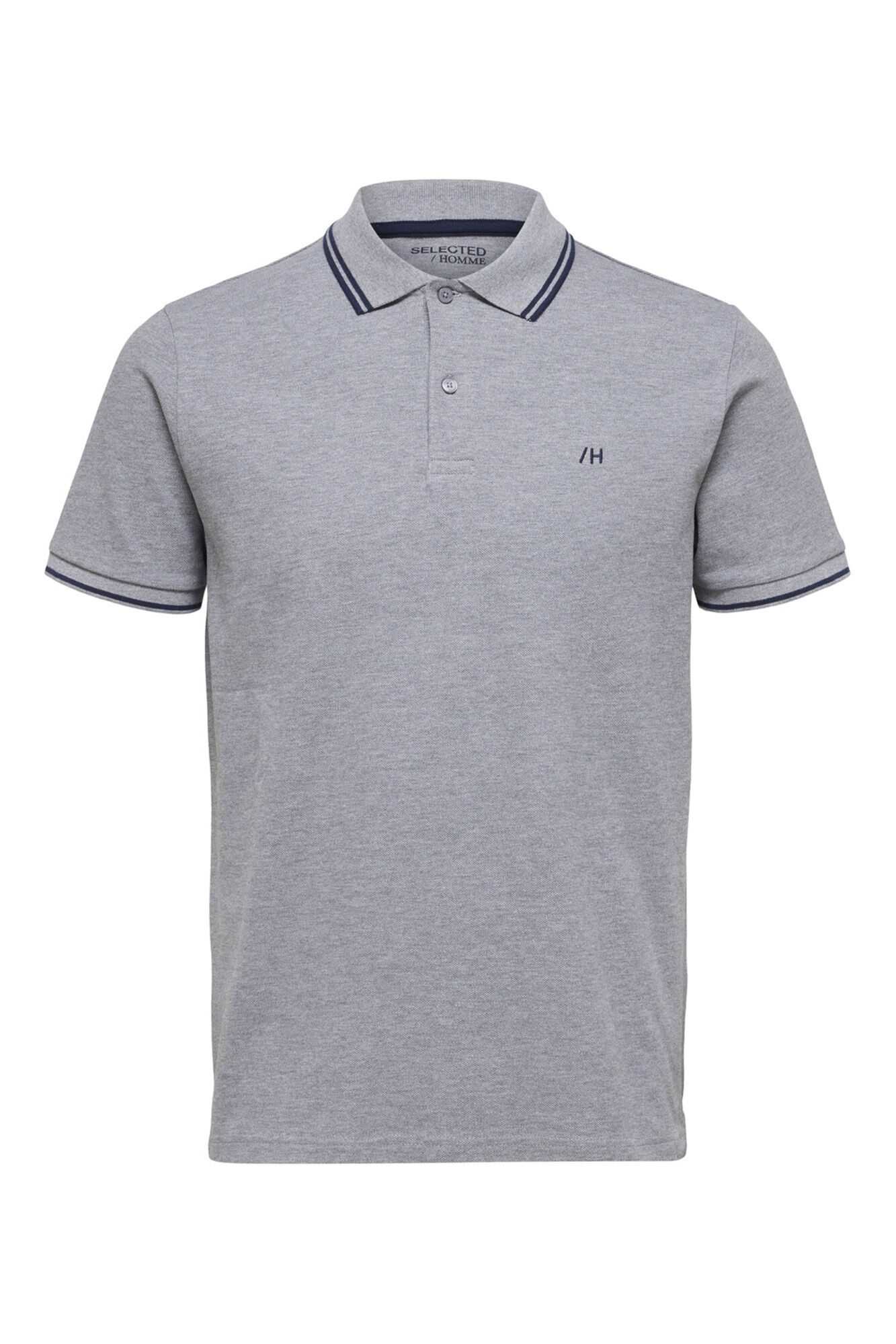 Camisa polo 100% algodão orgânico com logotipo bordado - Cinza