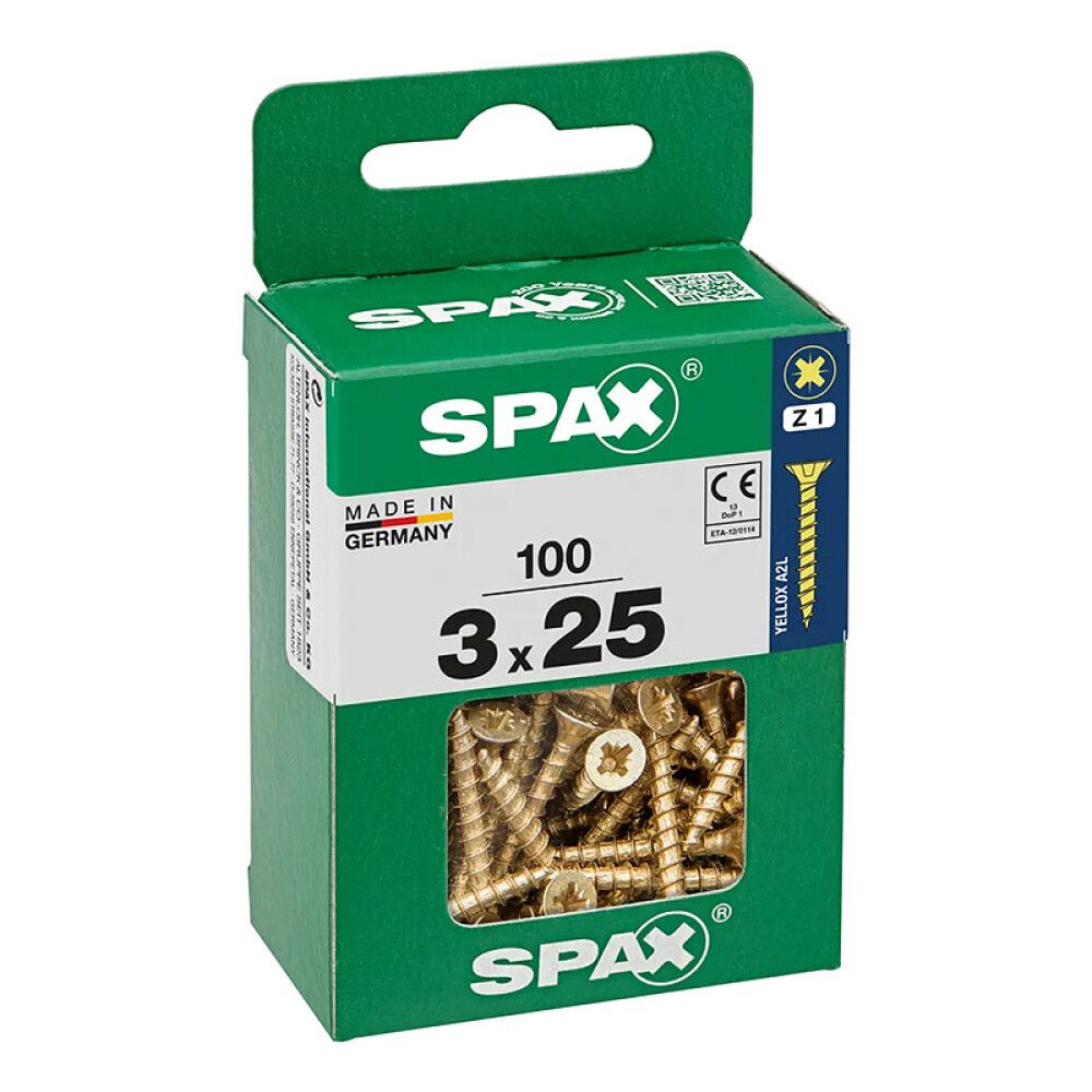 SPAX SENKHODE GUL 3X25, M 100 STK