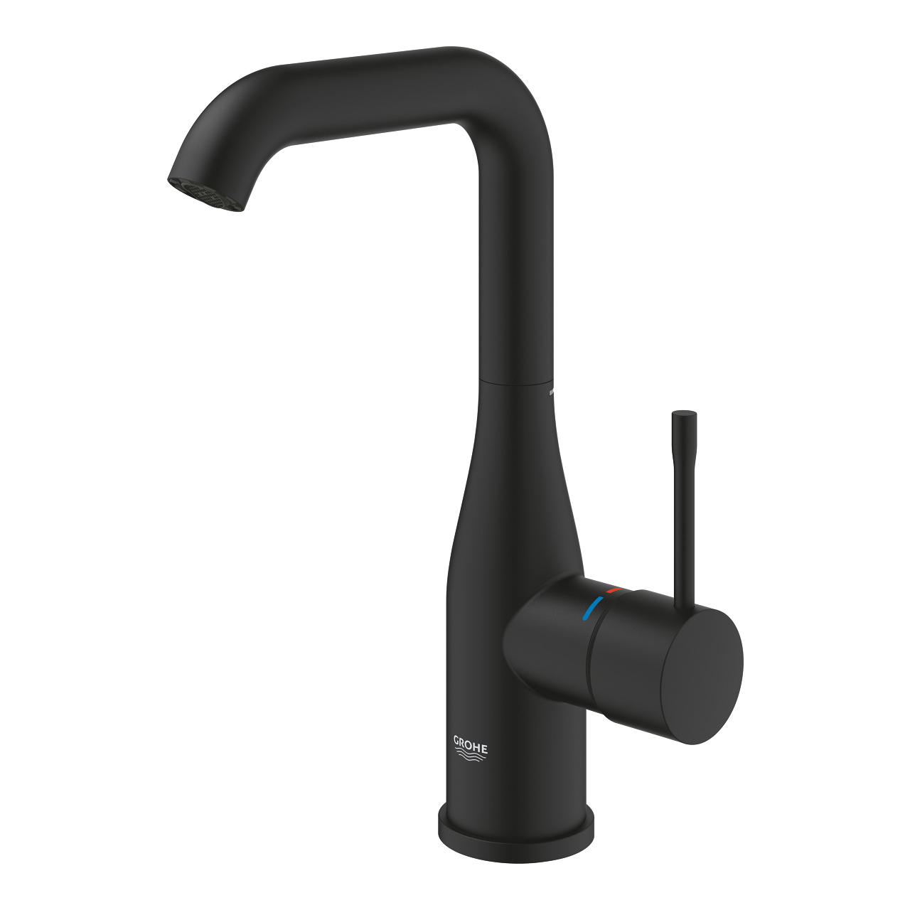 Grohe Essence New wastafelkraan L-size met hoge draaibare uitloop phantom black - zwart mat