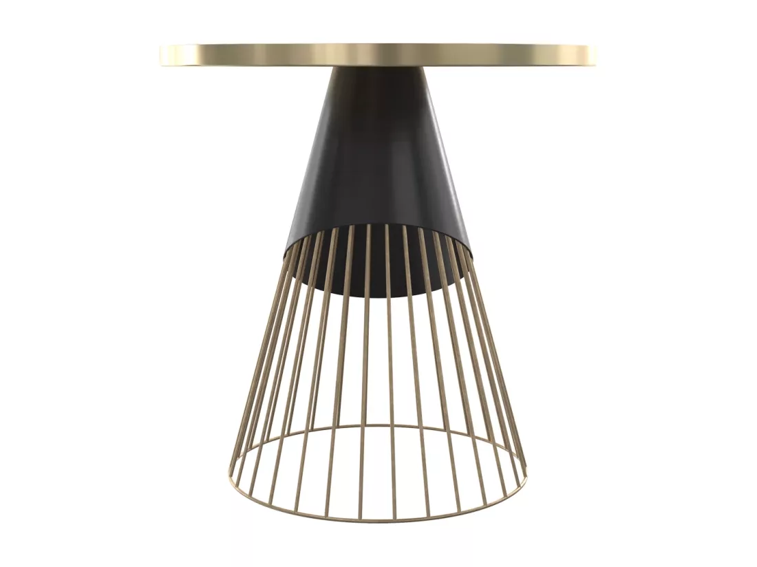 Table d'appoint ronde en métal noir et plateau laiton D45 cm - Corry