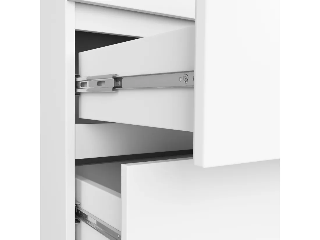 Armoire AKORD S90 avec miroir Blanche 90 cm 2 portes 2 tiroirs façade Blanche 4 étagères 90x51x180 cm