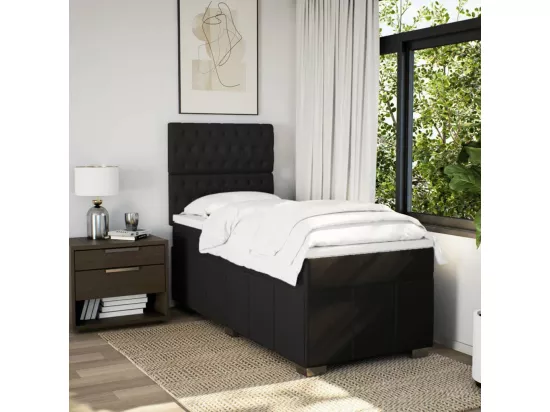 Sommier à lattes de lit avec matelas Noir 90x190 cm Tissu