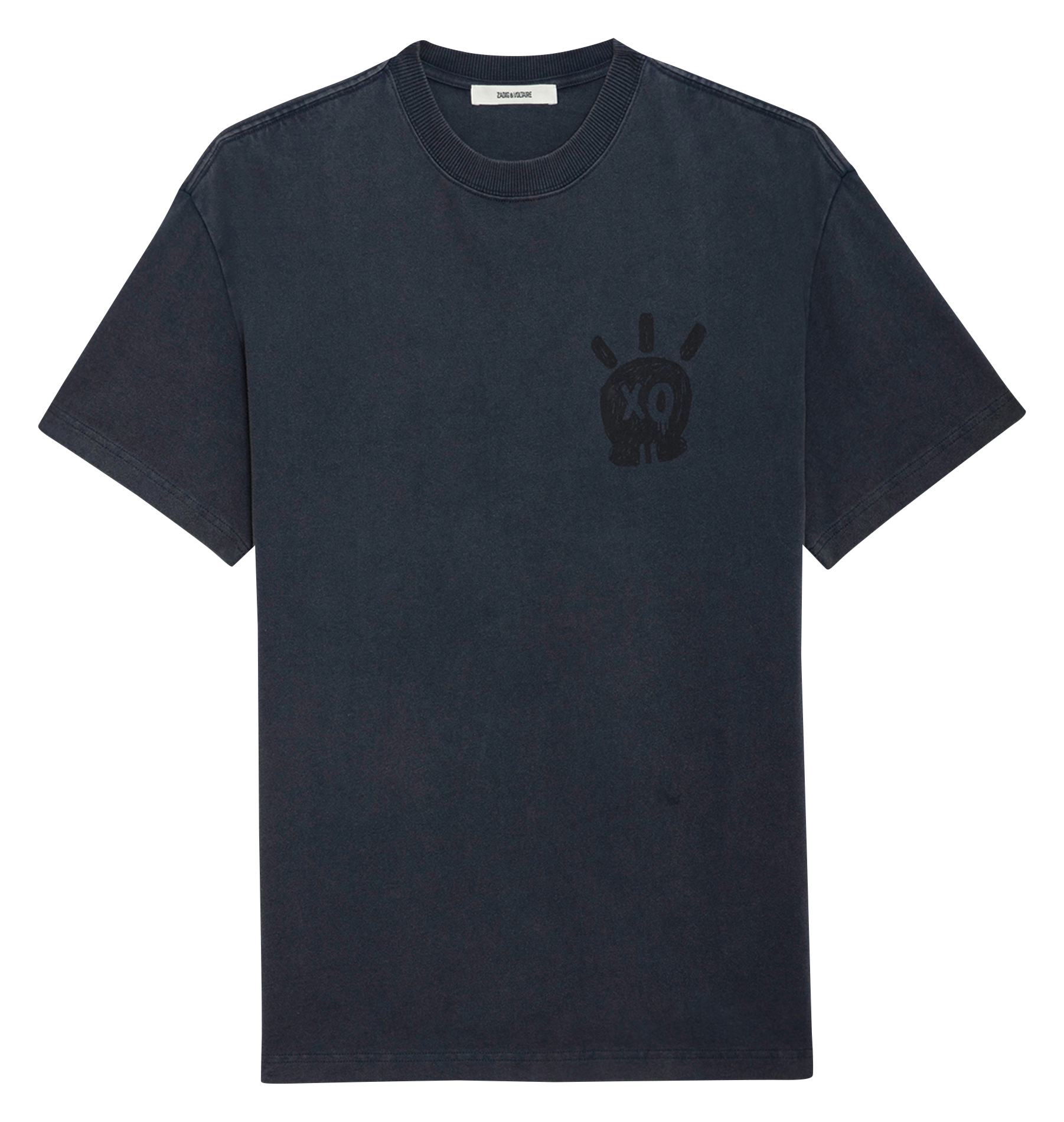 TEDDY - Tee-shirt col rond droit en coton | Bleu