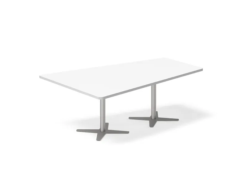 Konferencebord DNA trapezformet 3800x1990mm hvid, sort understel