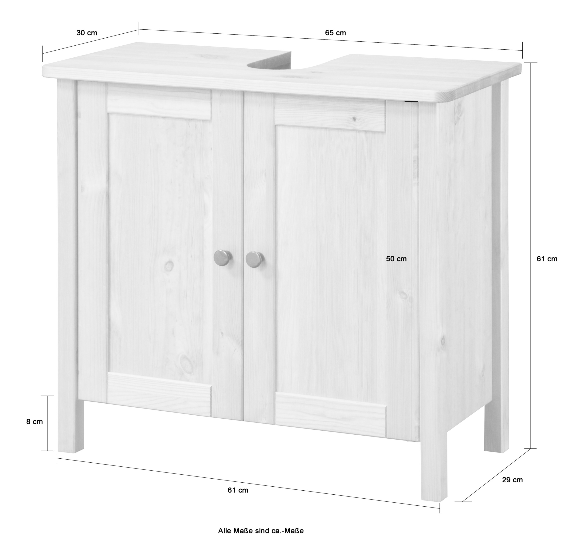 welltime Waschbeckenunterschrank »Sylt« Badmöbel im Landhaus-Stil, Breite 64 cm, aus Massivholz
