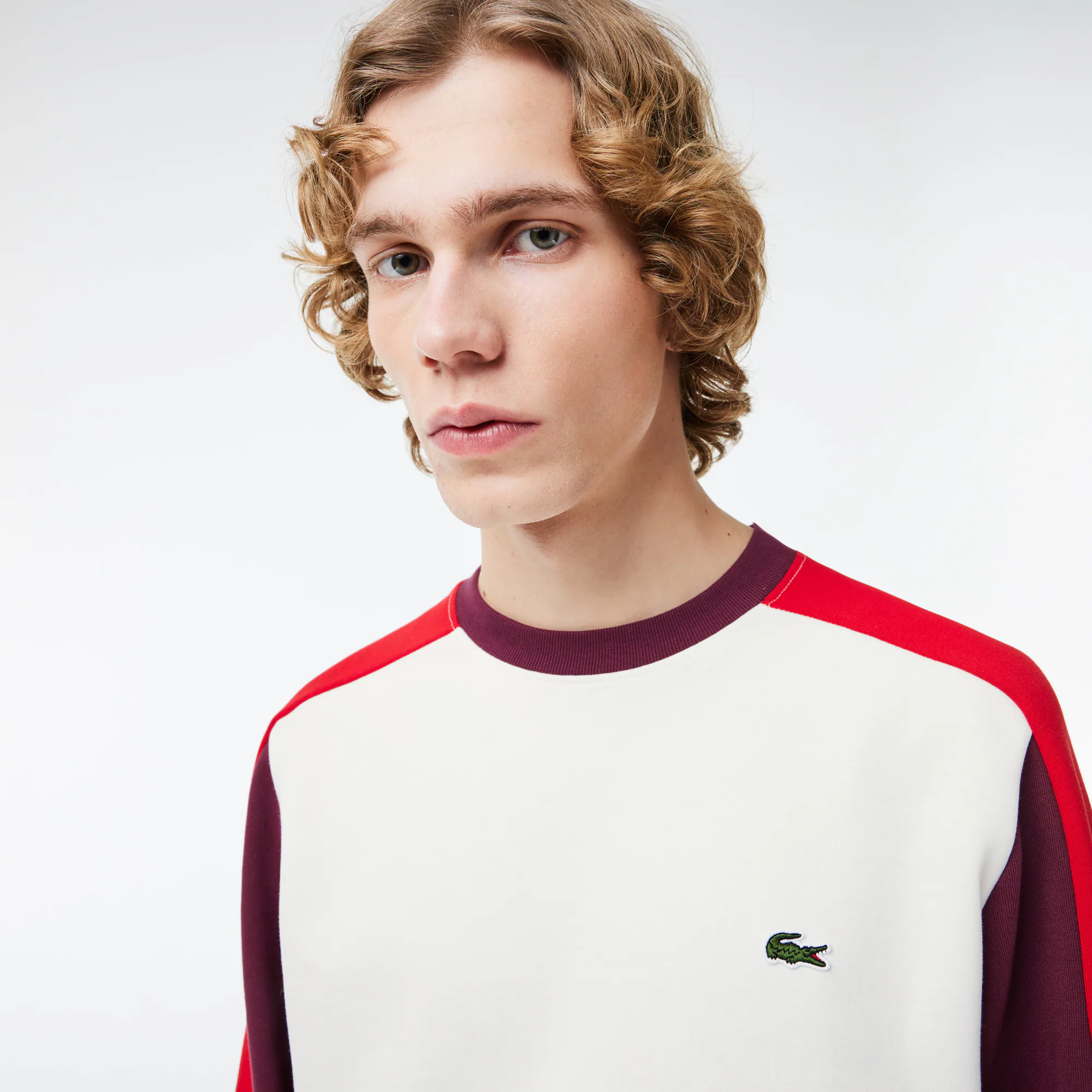 Jogger Sweatshirt aus aufgerautem Fleece mit Colourblock Sweatshirts - Weiss - Lacoste - Herren