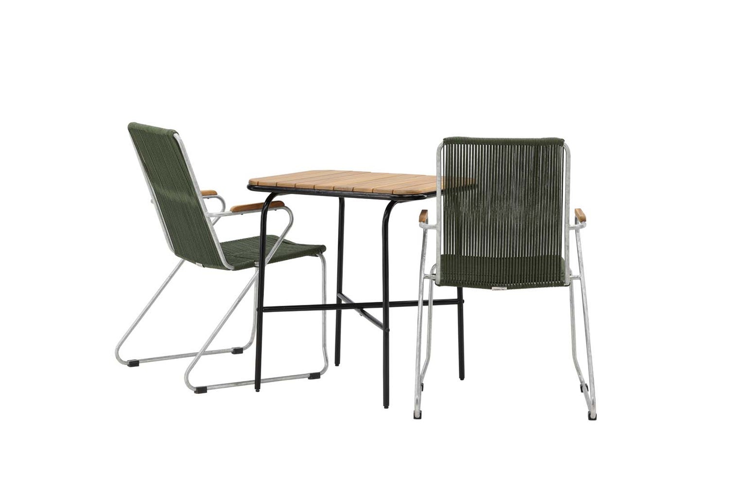 Holmbeck tuinset: tafel, 2 stoelen, naturel/groen. 88 x 70 x 74 cm