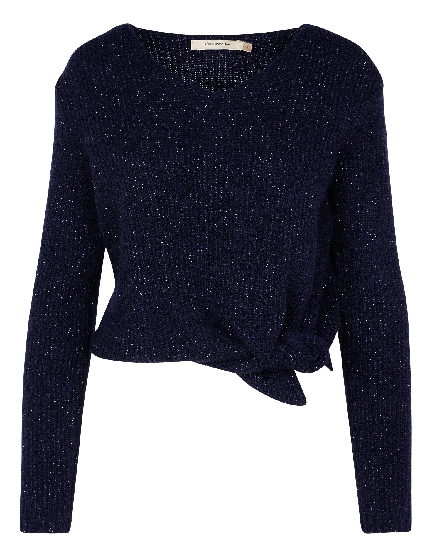 Pull à col v fils métallisés | Bleu