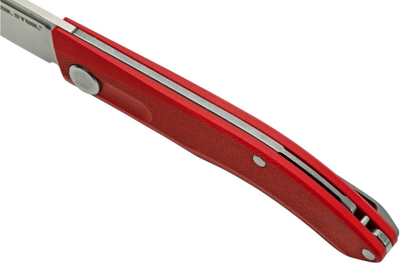 Real Steel Stella Red G10 7058 slipjoint zakmes, Poltergeist design