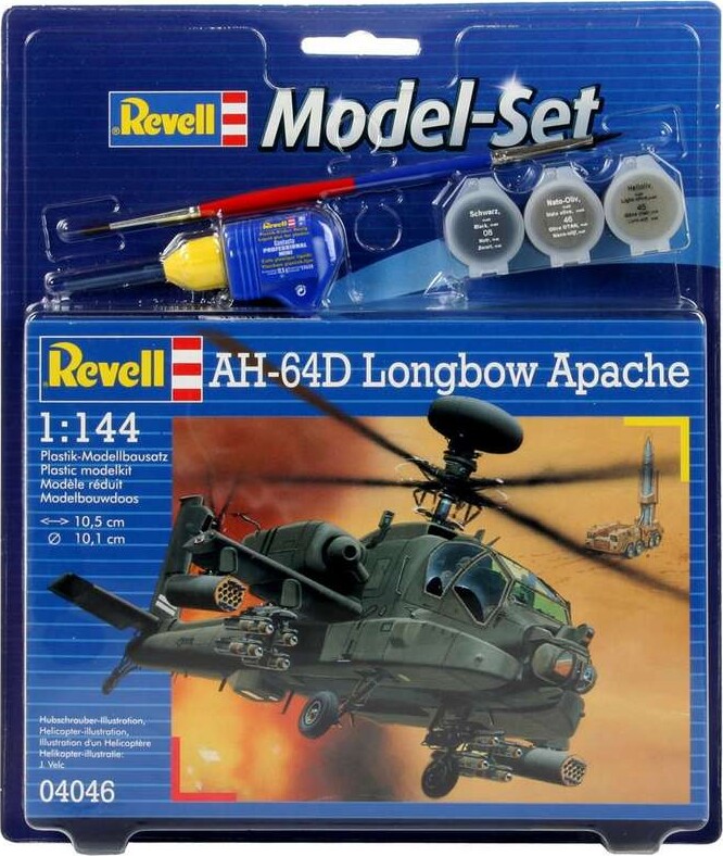Revell - Ah-64D Longbow Apache Helikopter Byggesæt Inkl. Maling - 1:144 - 04046