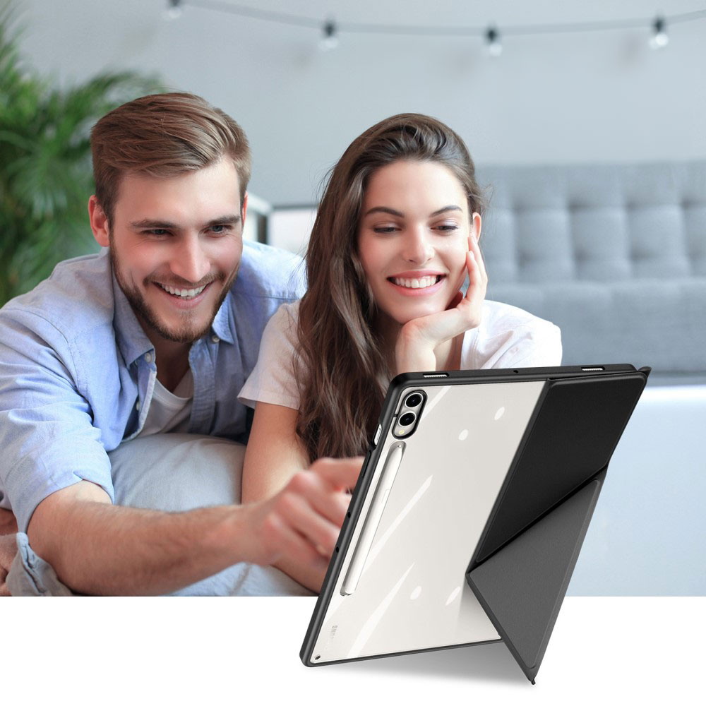 Samsung Galaxy Tab S10  Plus 2in1 Abnehmbare Hybrid TPU Bumper Leder Tasche Smart Cover Schutzhülle - Schwarz