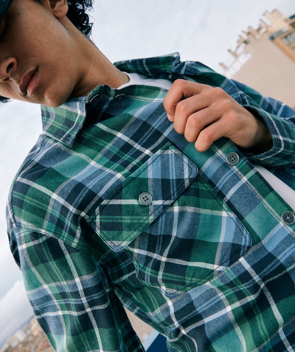 CHEMISE À CARREAUX GARÇON BLEU ET VERT AVEC POCHES