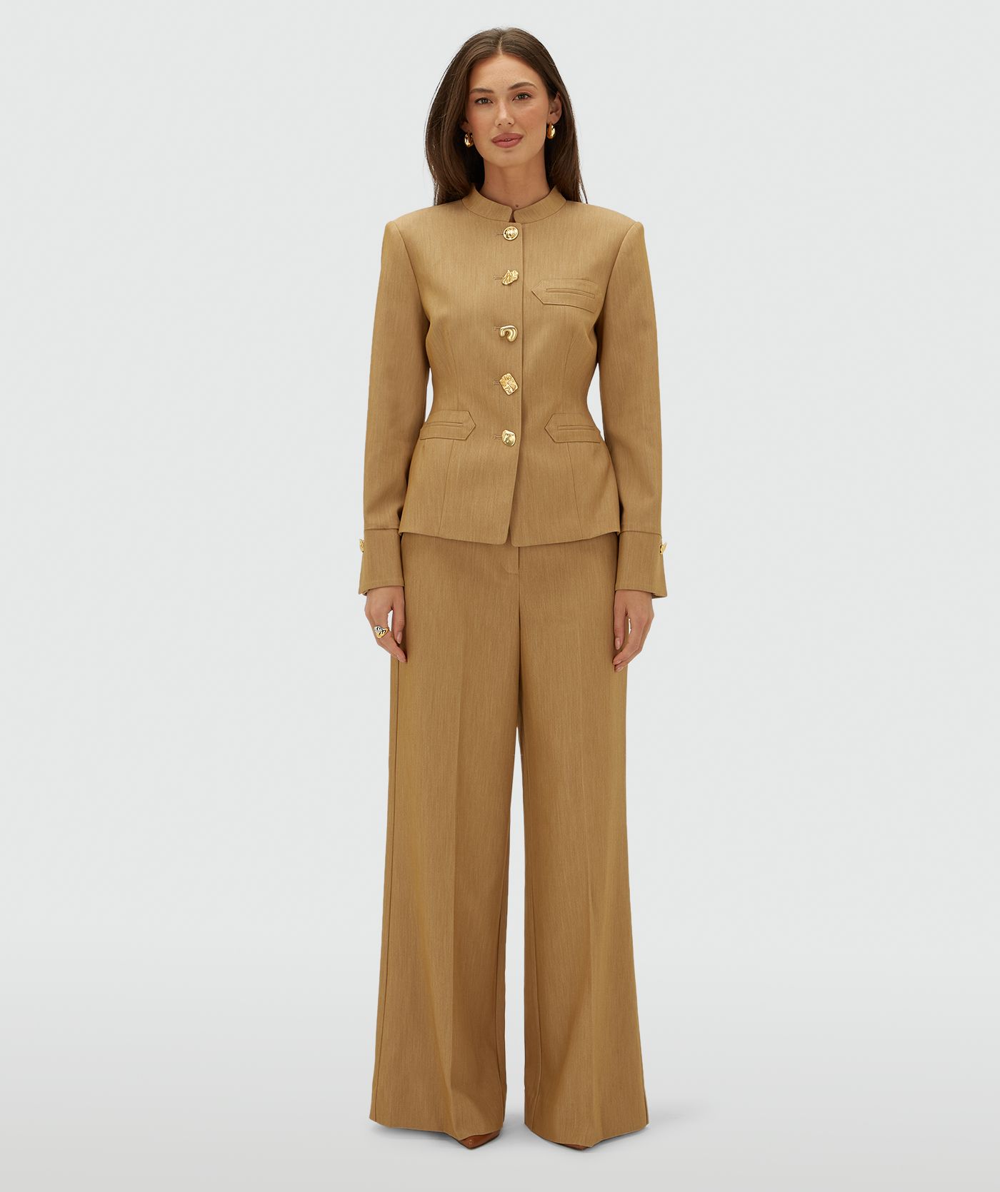 JV-BOSTON fitted blazer - light camel melange