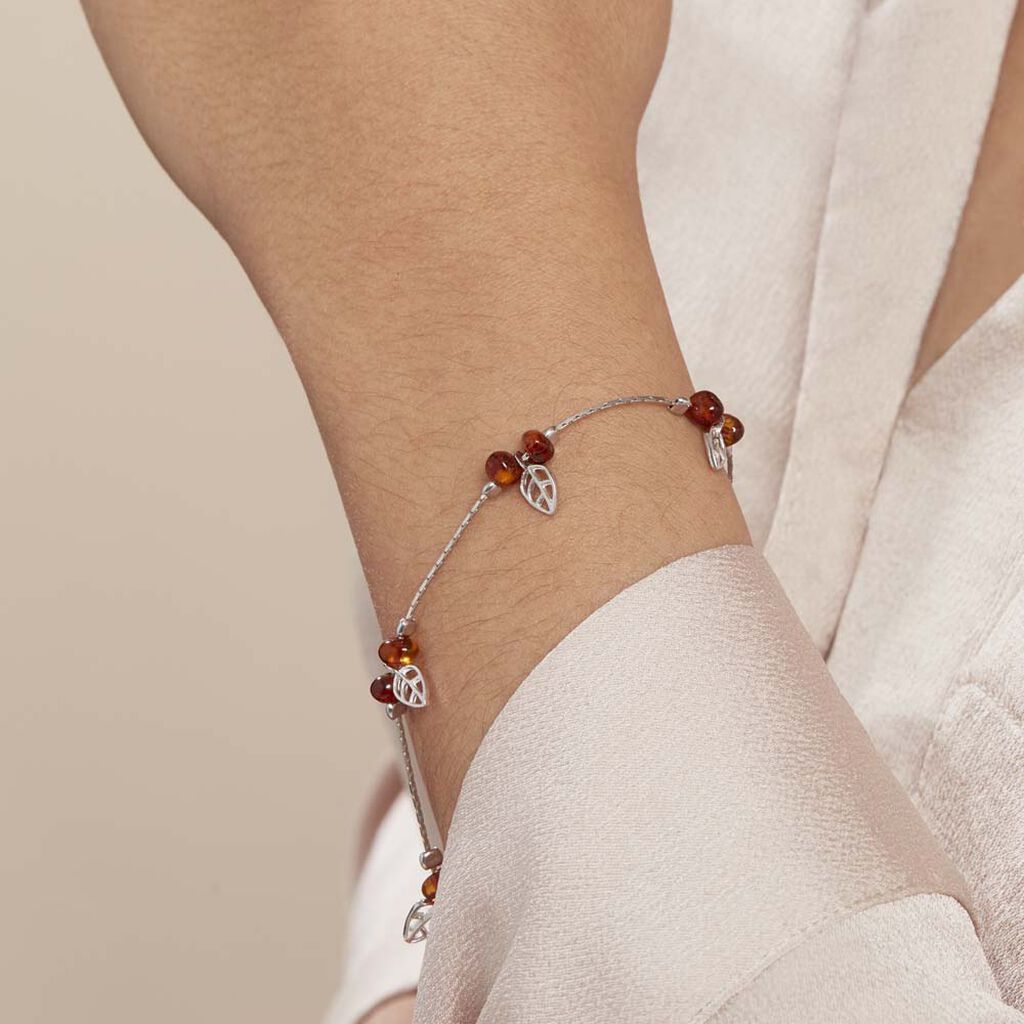 Bracelet Argent Blanc Nolana Ambre