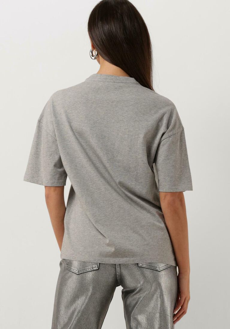 ALIX THE LABEL lichtgrijze alix the label t-shirt ladies knitted label t-shirt