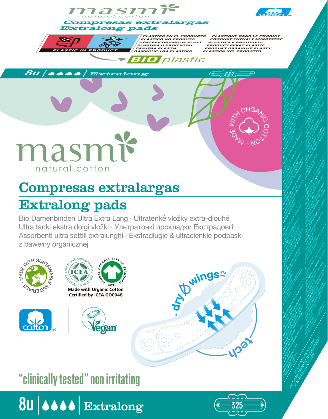 masmi  Bio Binden Extra Lang, 8 Stk