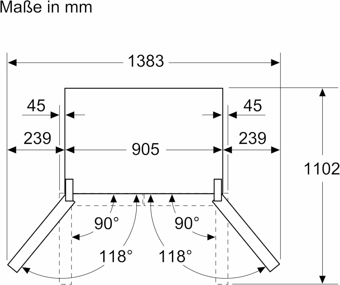 SIEMENS KF96NVPEA iQ300 Multi-Door-Kühlschrank, 183 x 91 cm, 405 L Kühlen & 200 L Gefrieren, hyperFresh längere Frische, noFrost nie wieder abtauen, superCooling schnellere Kühlung