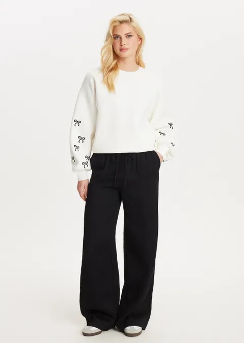 Broek met structuur zwart (ZWART)