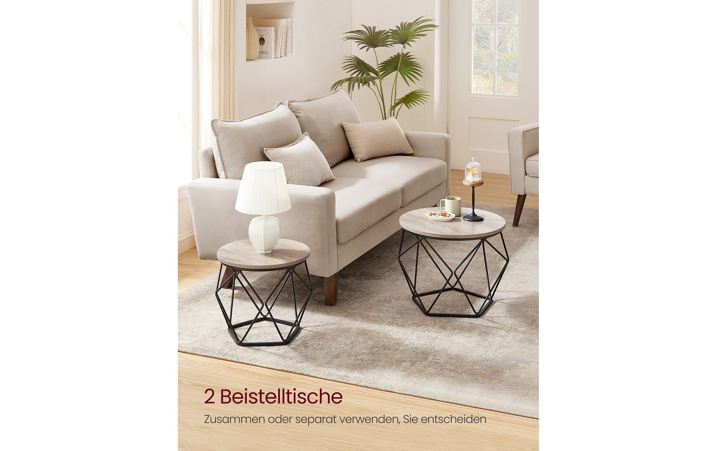 Couchtisch 50 x 40.6 cm, Grau / Schwarz, 2er SetSet aus zwei runden Tischen im Vintage-Stil