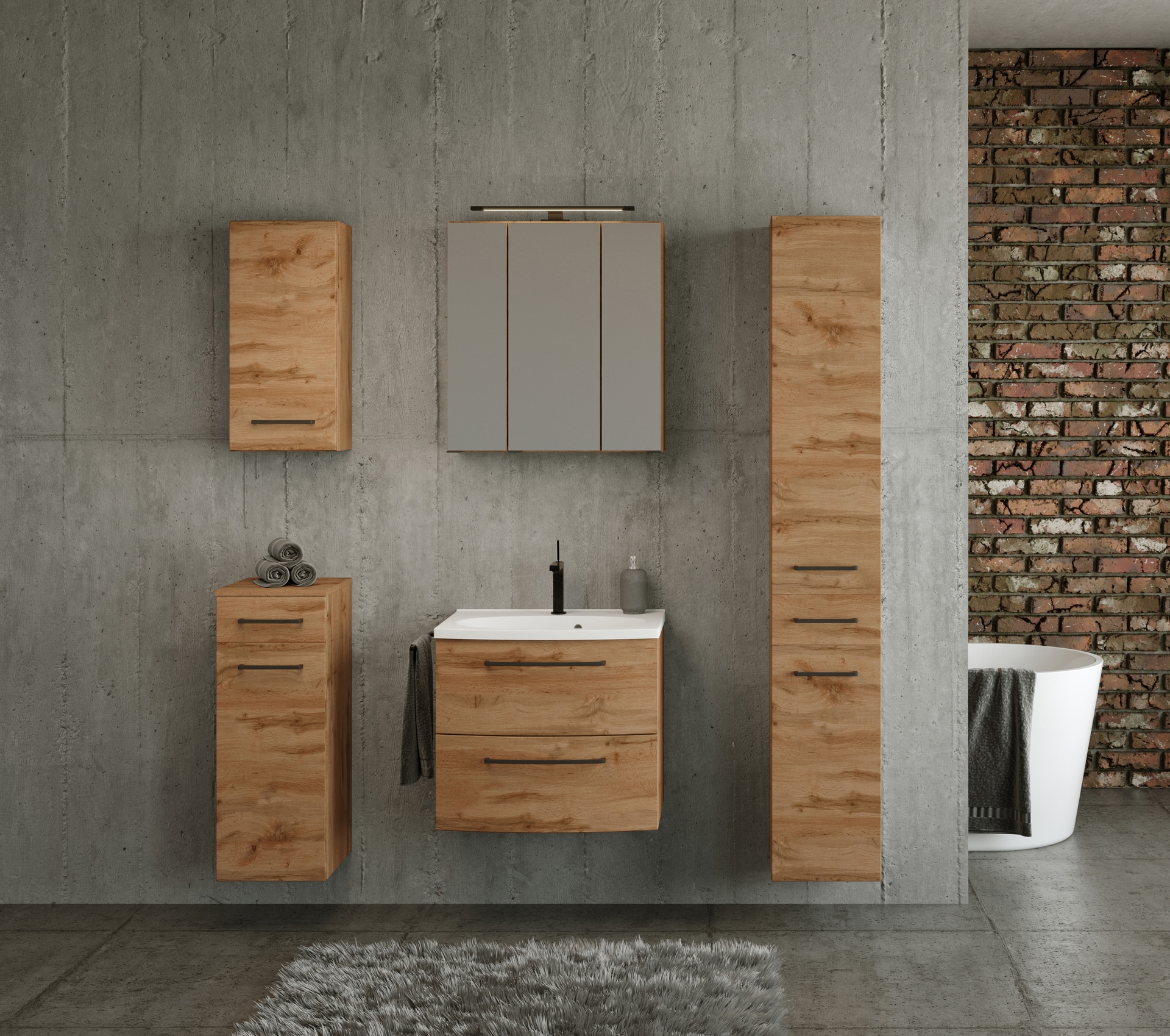 Bad-Waschtisch Limburg braun B/H/T 60x54x45 cm