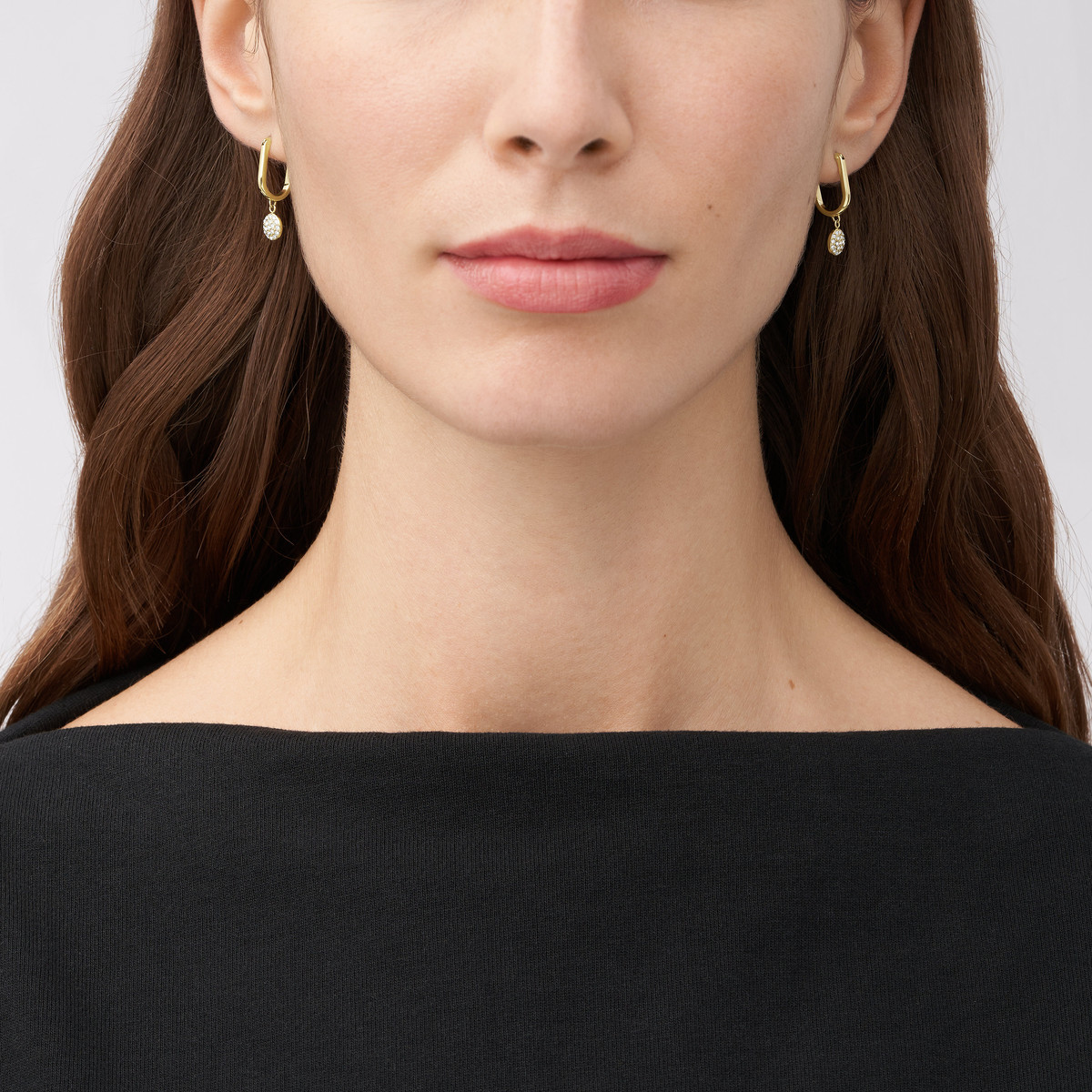 Boucles d'oreilles FOSSIL acier inoxydable doré crital