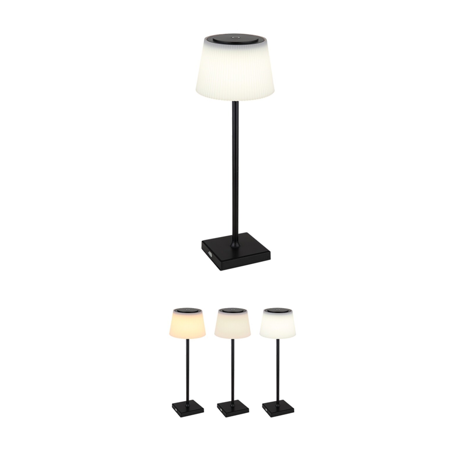 LED-Tischleuchte - schwarz matt - weiß satiniert - 38 cm