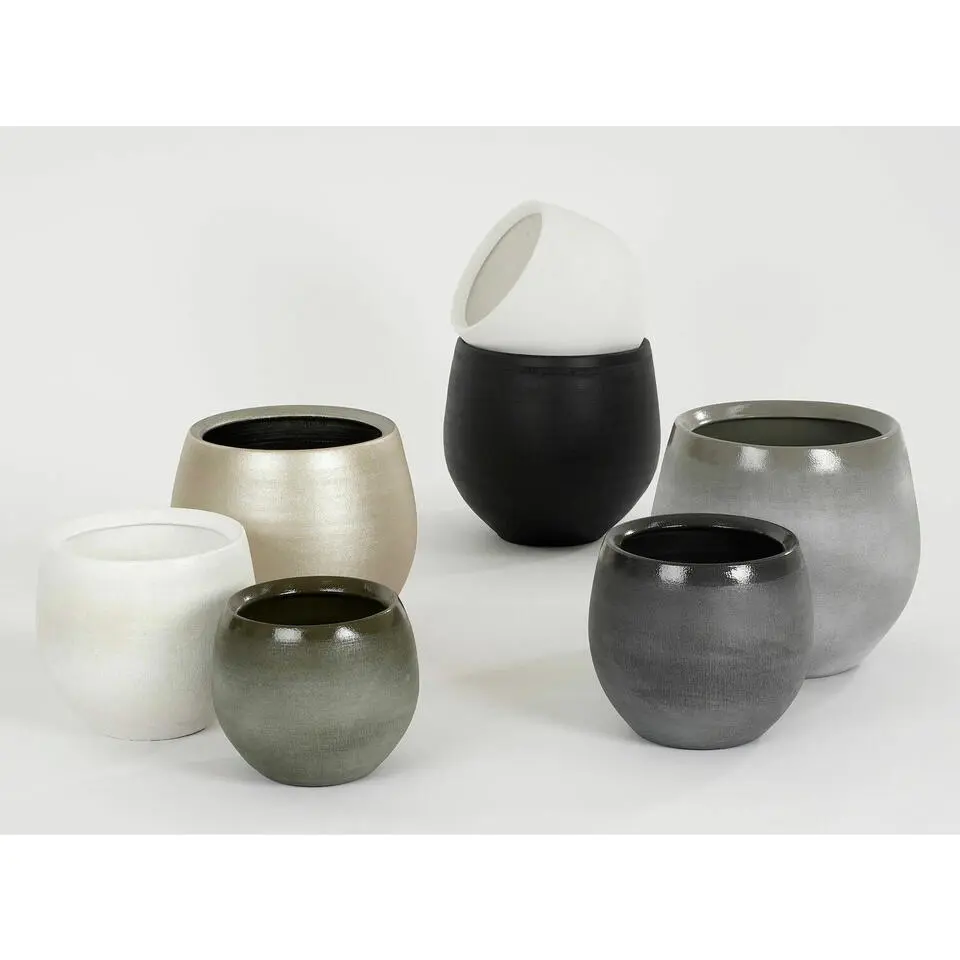 Mica Decorations Bloempot - goudkleurig - keramiek - 18 x 15 cm