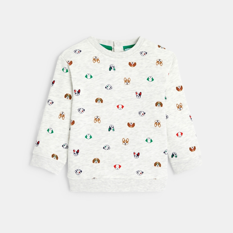 Sweat molleton imprimé chiens gris bébé garçon