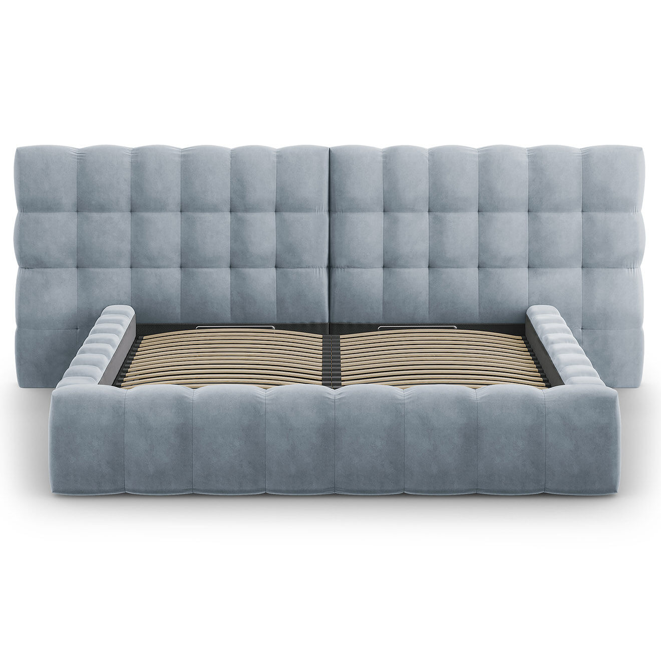 Cosmopolitan Design Lit avec coffre de rangement Bali Velours bleu clair - 180x200 cm