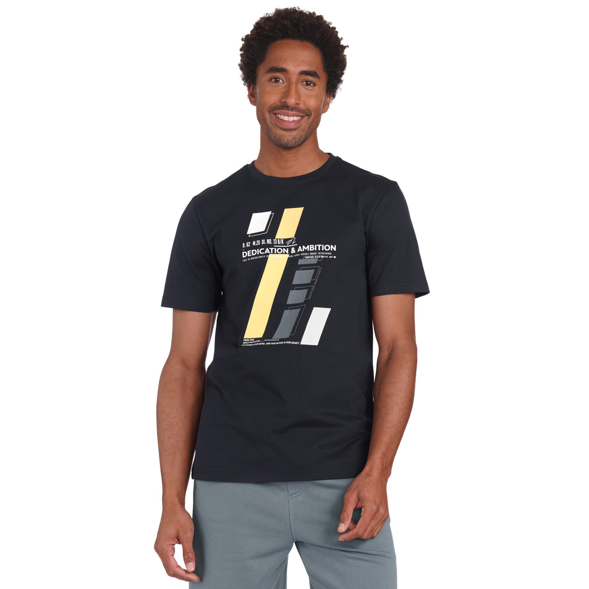 VanVaan Denim Herren T-Shirt mit Brust-Print dunkelblau