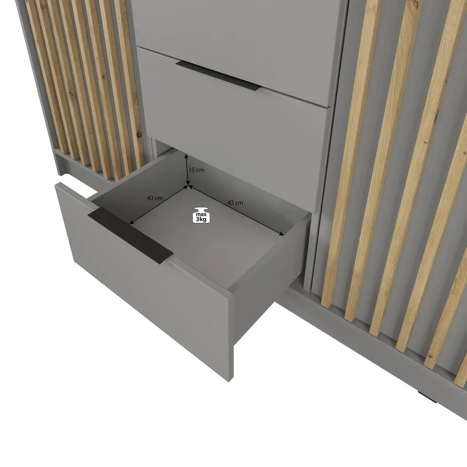 Meubella - Kledingkast Nairobi - Beige - Zwart - 155 cm