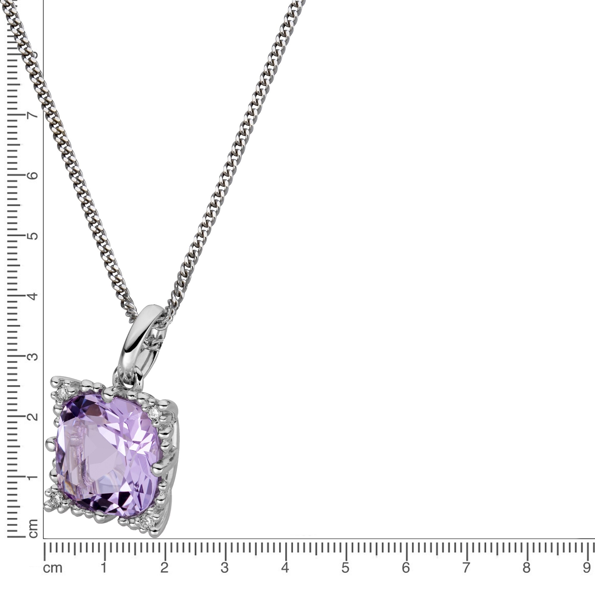 Orolino Halskette Gold 585 mit 4 natürlichen Brillanten zus. 0,04ct. und echtem Amethyst