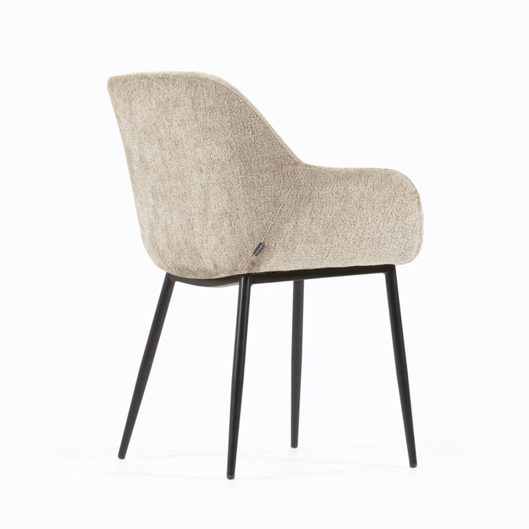Kave Home Konna eetkamerstoel met stalen onderstel Beige Chenille