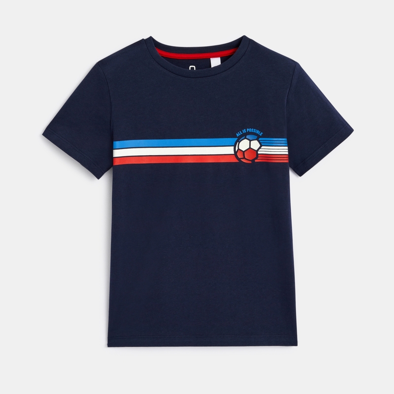 T-shirt manches courtes à message bleu garçon