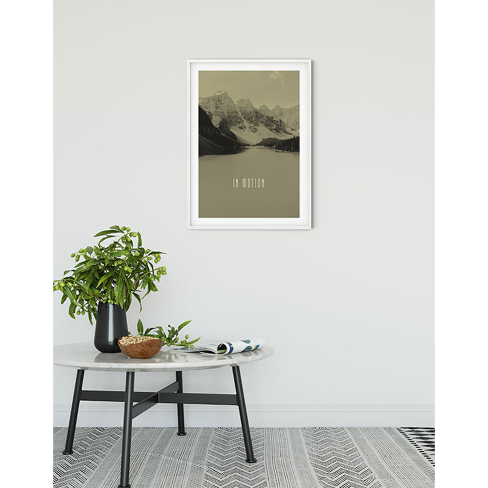 Wandbild WORD LAKE IN MOTION SAND - gelb-grau-schwarz - 50x70 cm