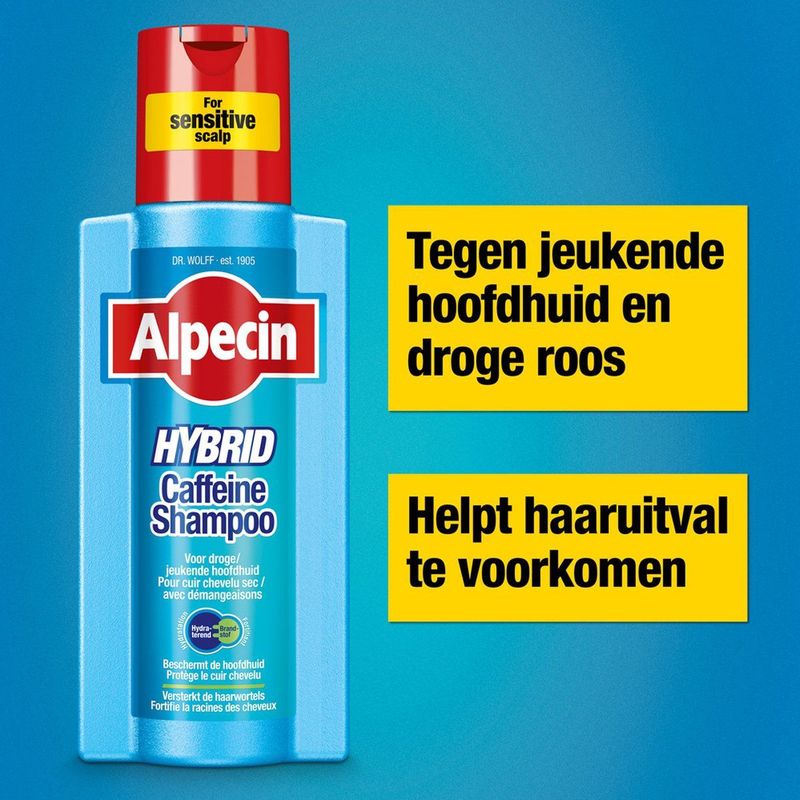 Alpecin Hybrid Shampoo 250ml | Natuurlijke haargroei shampoo voor gevoelige en droge hoofdhuid