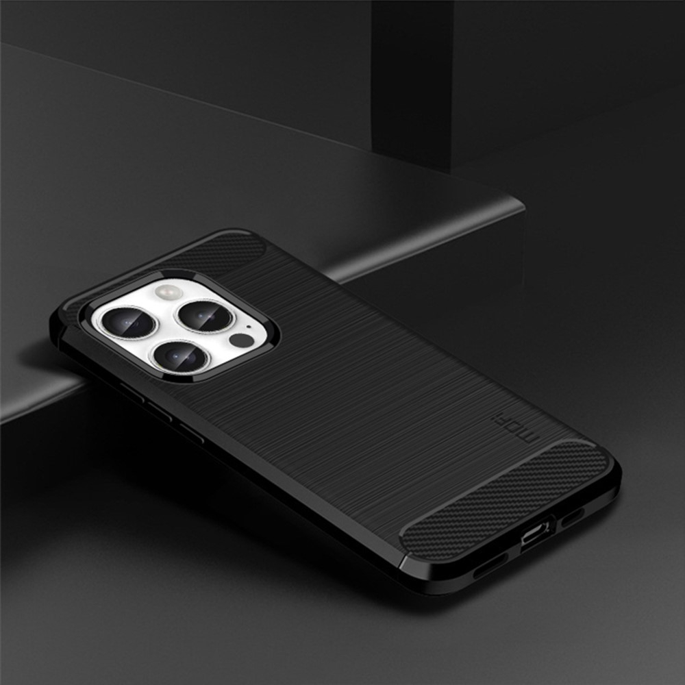 iPhone 16 Pro Max Gummi Case Schutzhülle Carbon Look - Schwarz