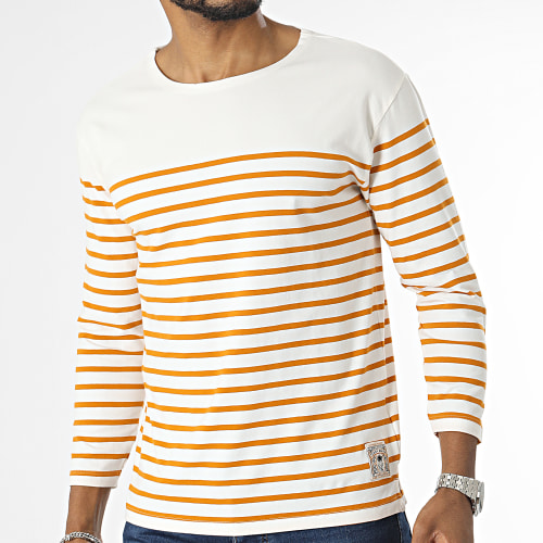 Tee Shirt Manches Longues A Rayures Mariner Beige Clair