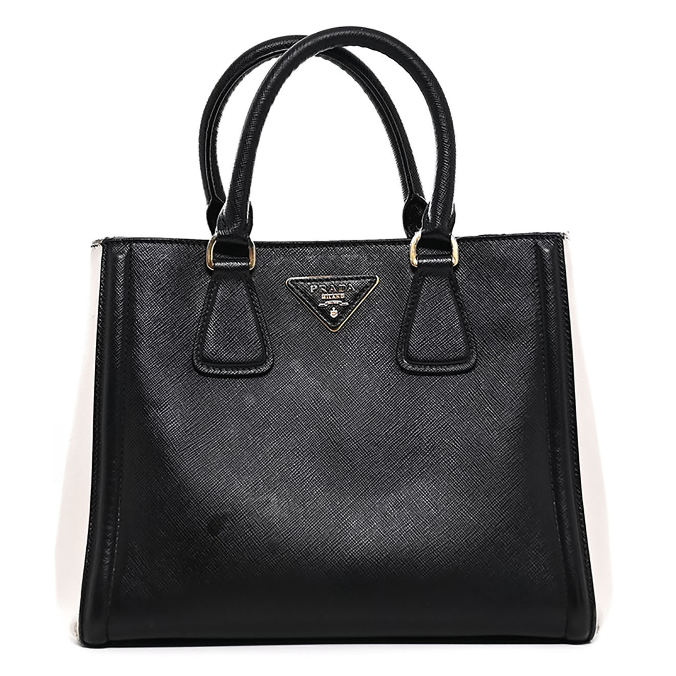 Prada Sac à main Galleria Petit en Cuir Saffiano noir - Bon état - L.26 cm