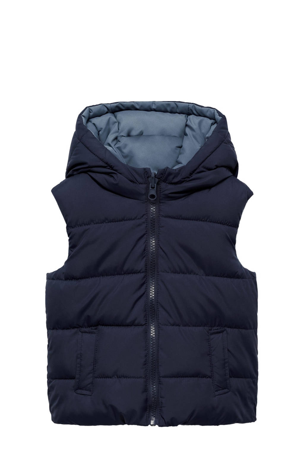 Mango Kids reversible bodywarmer donkerblauw/lichtblauw