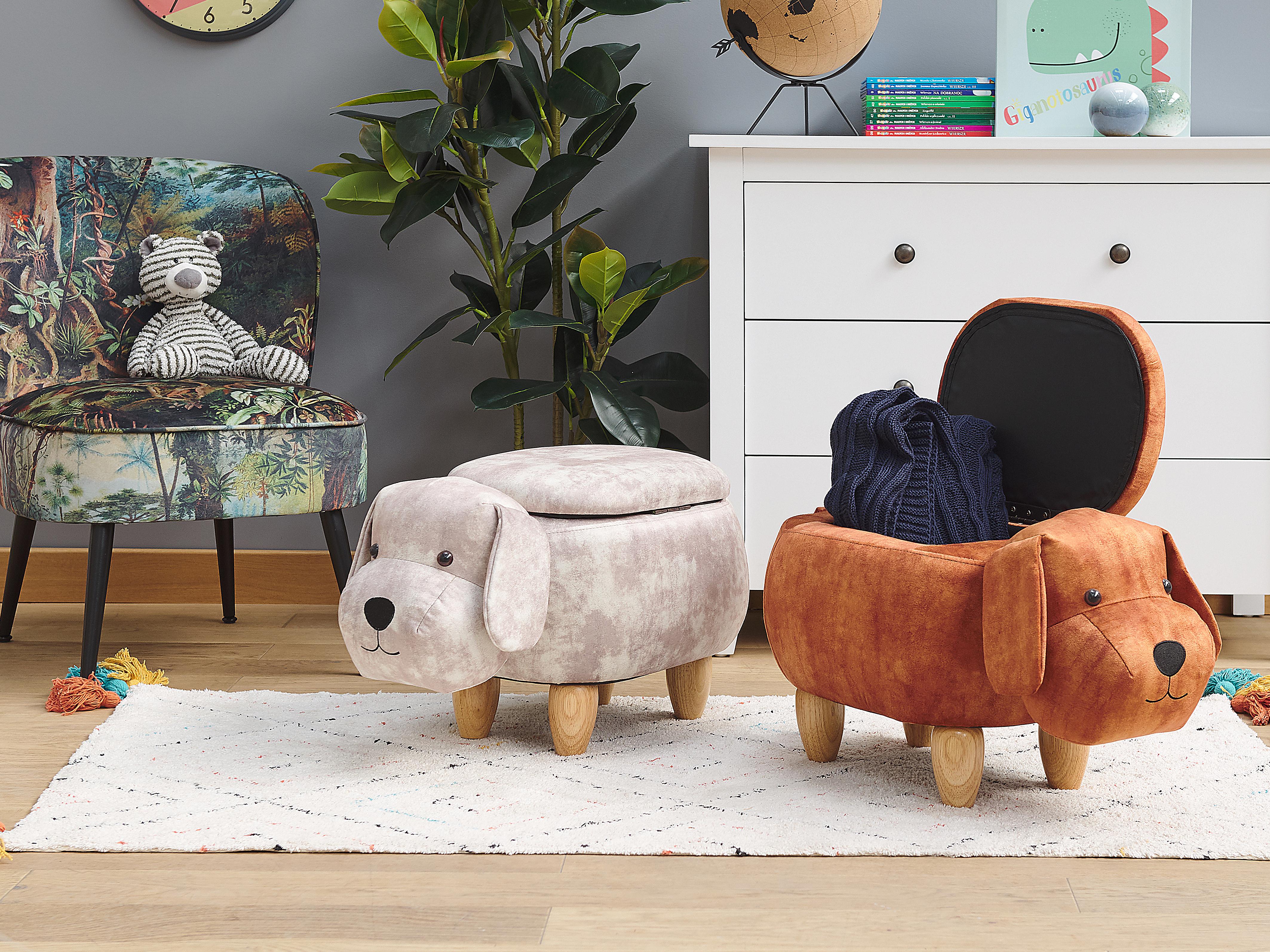 Dierenpoef met opbergruimte DOGGY Fluweel Beige Hond