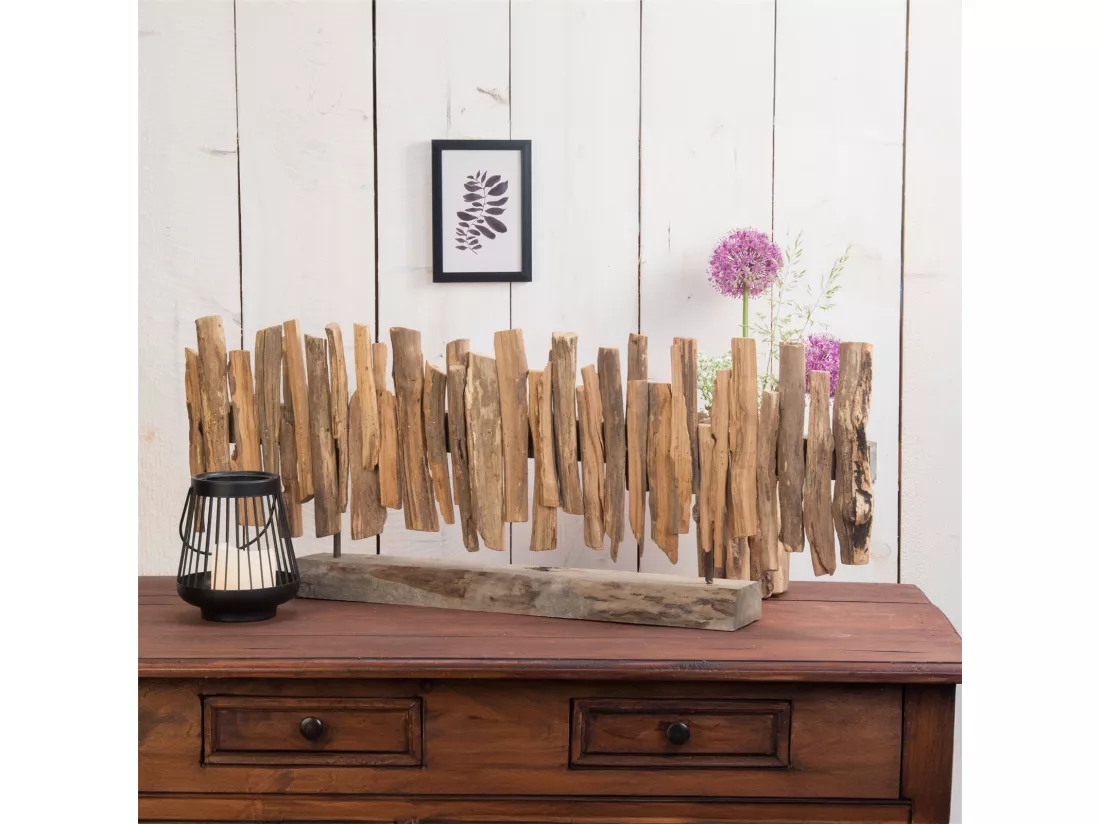SCULPTURE Solea 80 cm, bois flotté sur socle couleurs naturelles