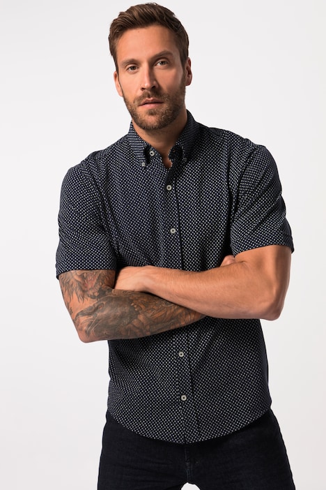 Piqué-Hemd, Halbarm, Buttondown-Kragen, Modern Fit, bis 8 XL
