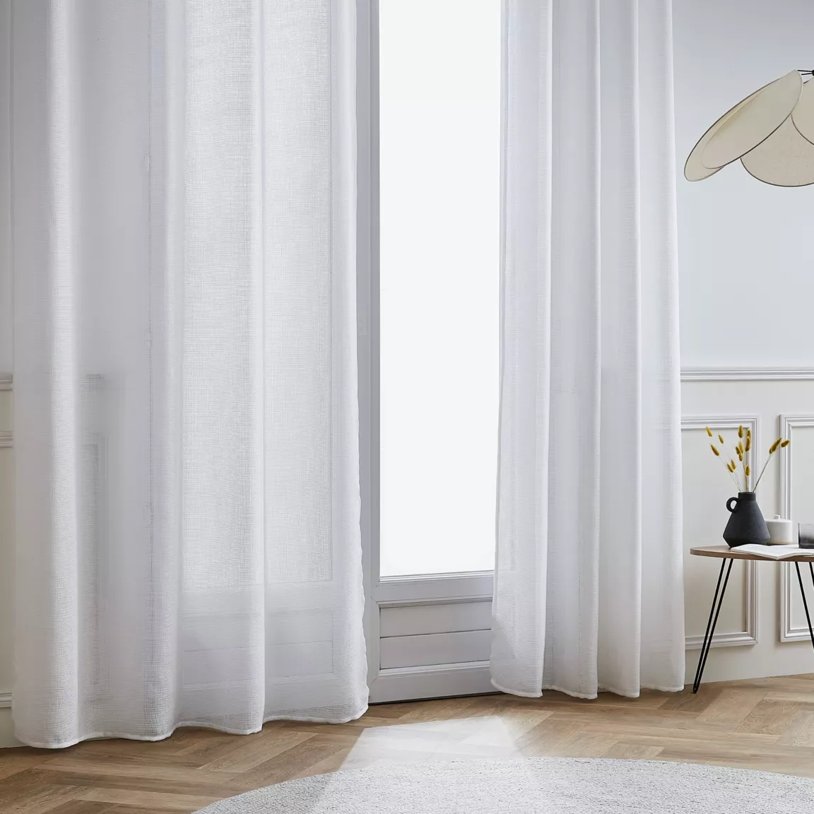 Voilage galon fronceur effet lin (140 x 240 cm) Luca Blanc